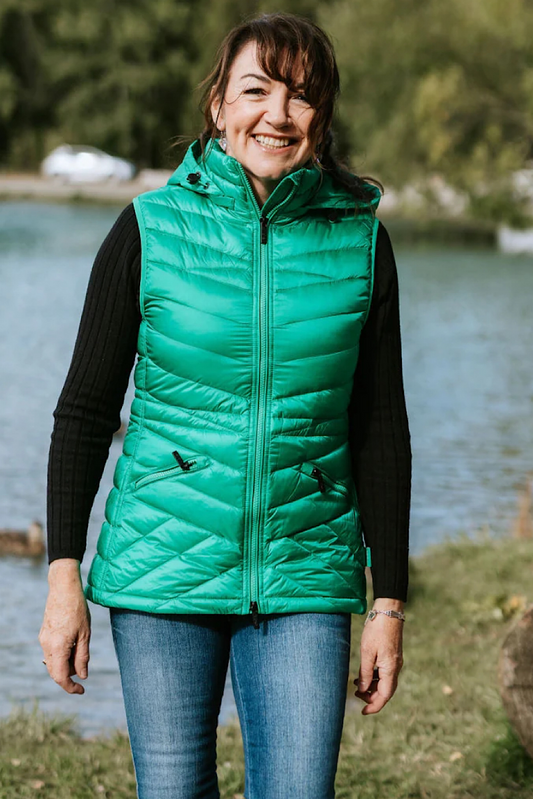 Mary-Claire Packable Down Vest - Emerald