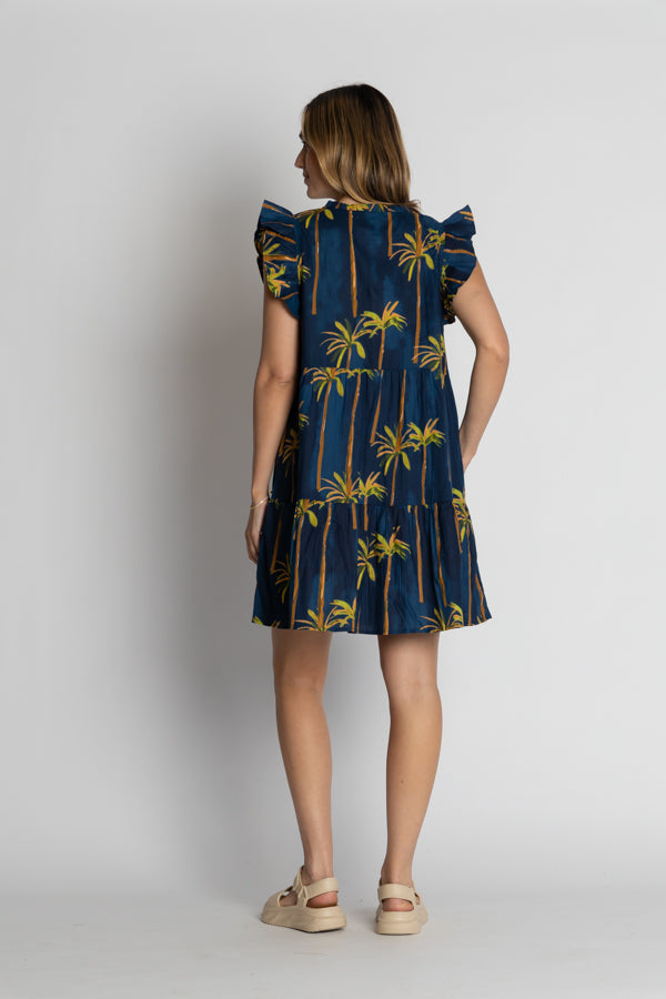 Lula Life Badira Ruffle Dress Navy