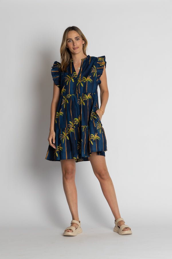 Lula Life Badira Ruffle Dress Navy