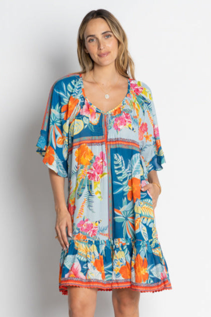 Lula Life Serilda Shirred Dress Ocean