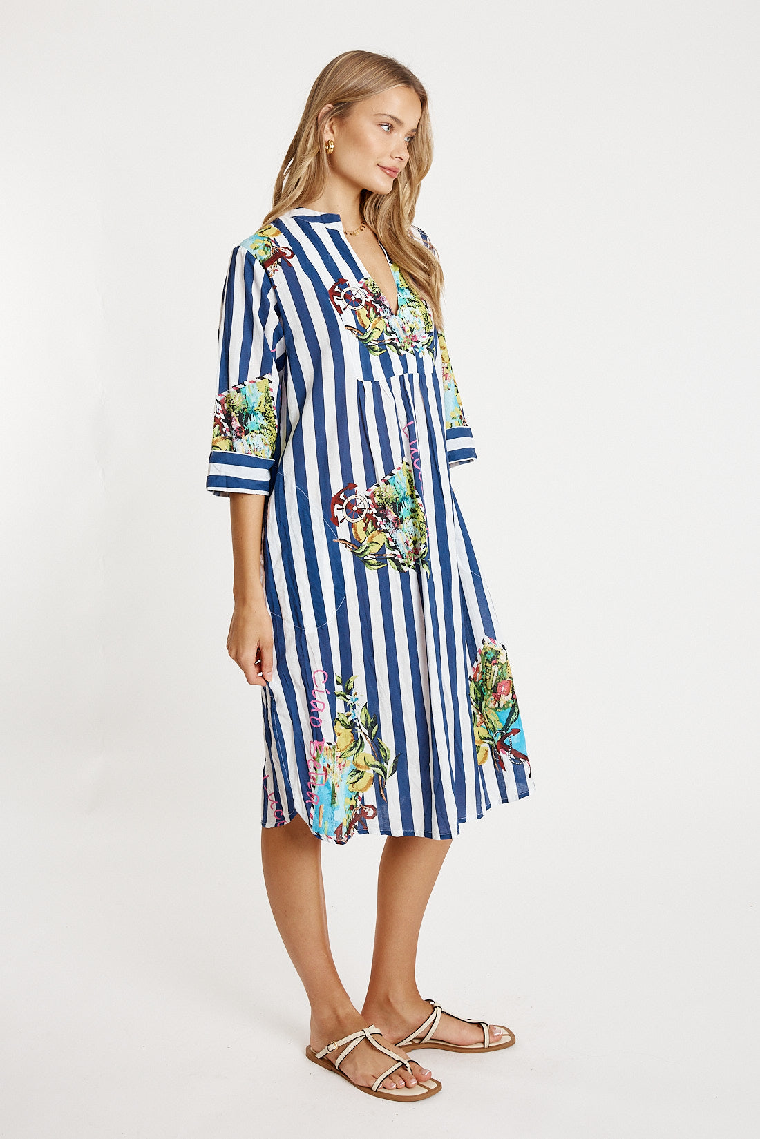 LulaLife Lucciano Kaftan Navy Stripe