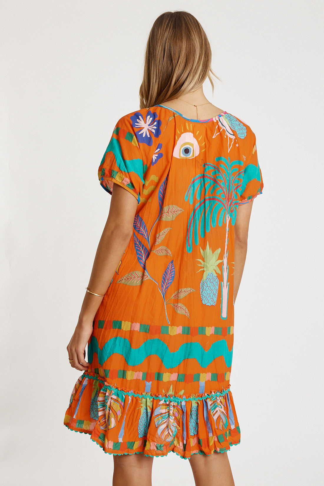LulaLife Tasmin Shirred Dress Flame