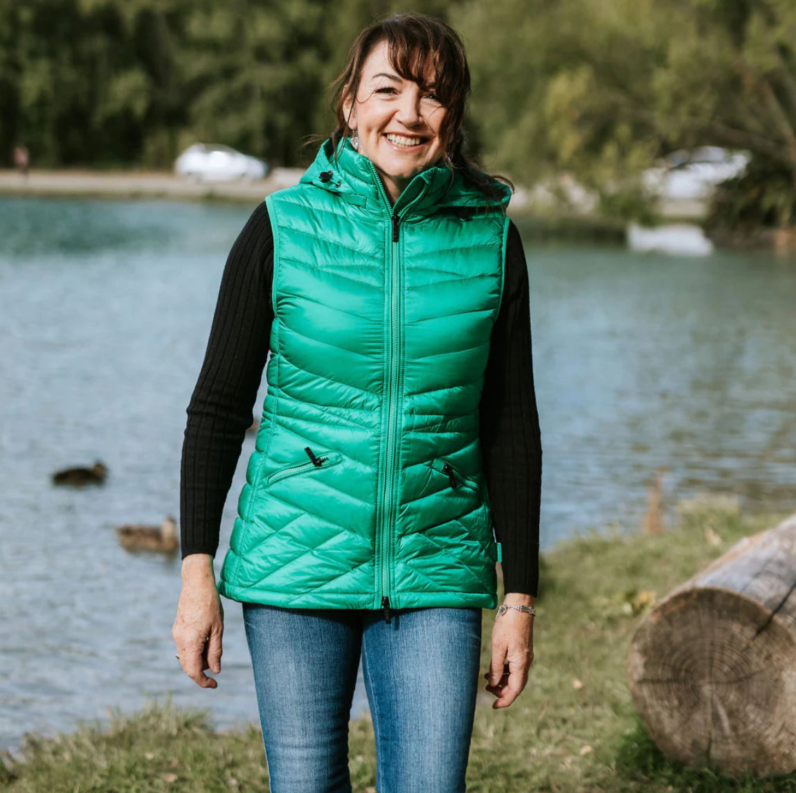 Mary-Claire Packable Down Vest - Emerald