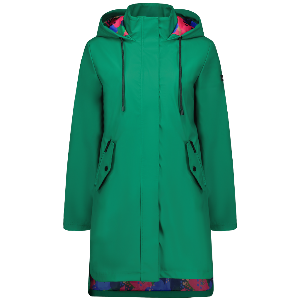Billie Rain Coat - Emerald with Puddles