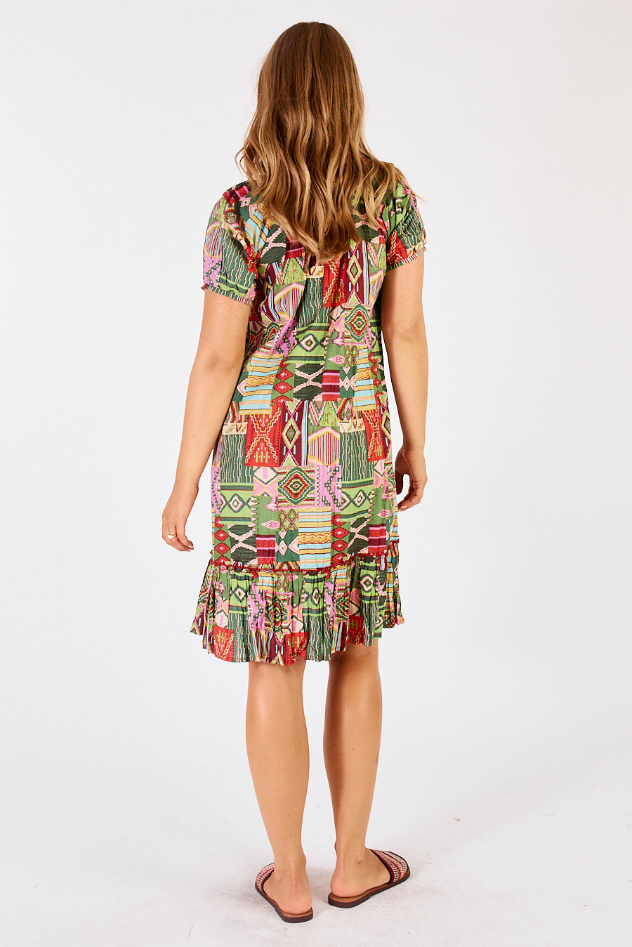 LulaLife Sylvie Shirred Dress Fern