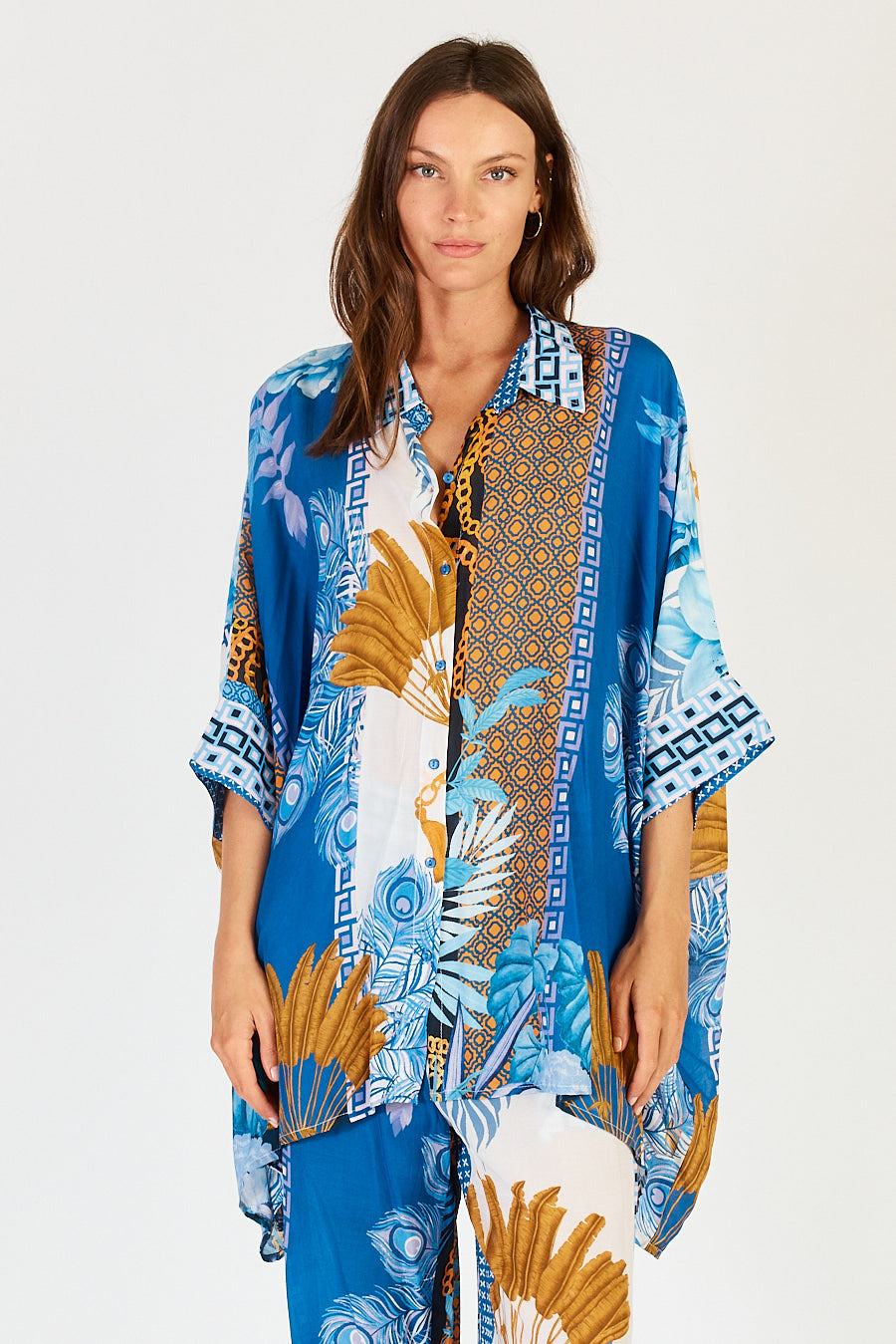 Lula Soul Ravello Kaftan Shirt Azure