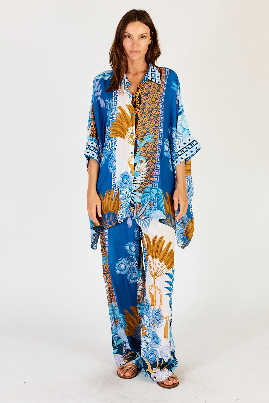 Lula Soul Ravello Kaftan Shirt Azure