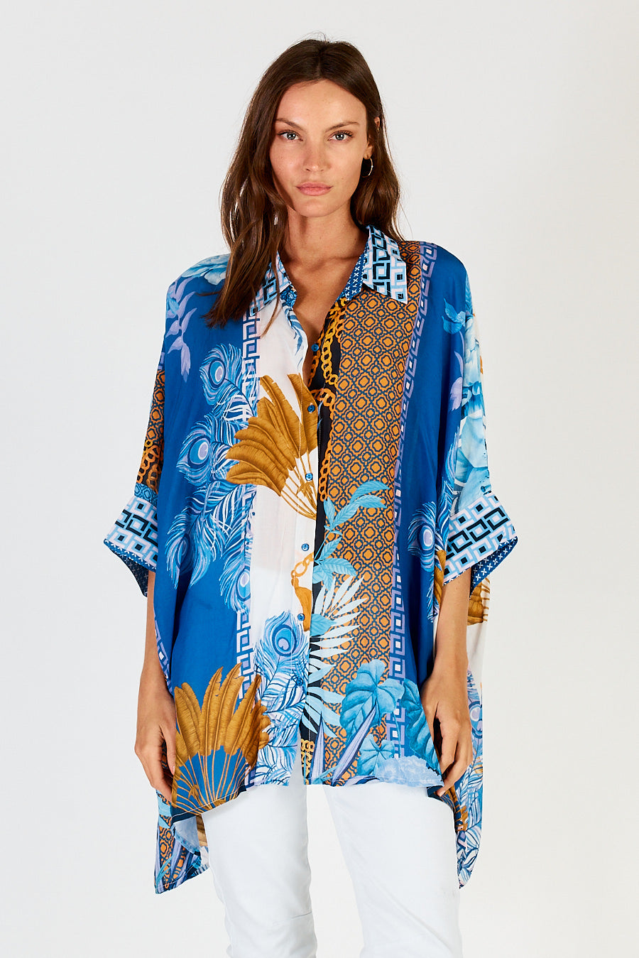 Lula Soul Ravello Kaftan Shirt Azure