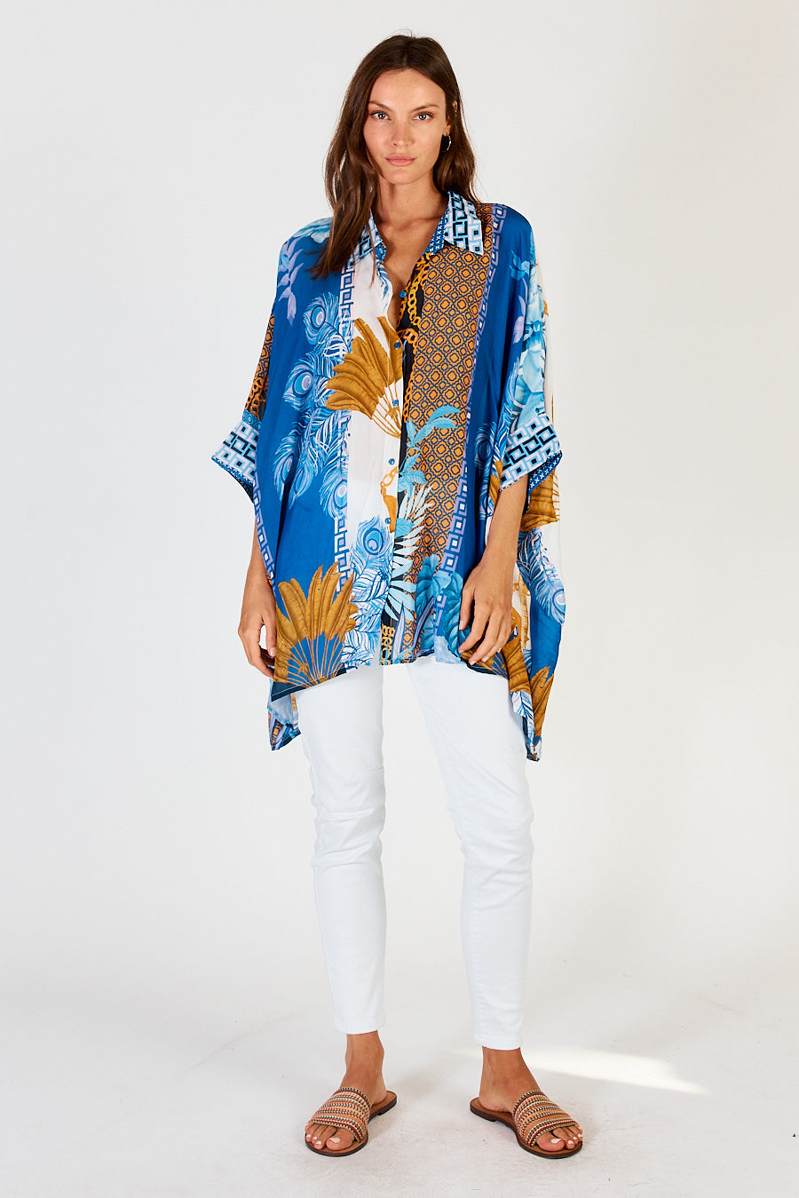 Lula Soul Ravello Kaftan Shirt Azure