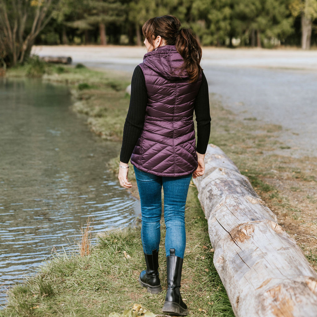 Mary-Claire Packable Down Vest - Midnight Plum