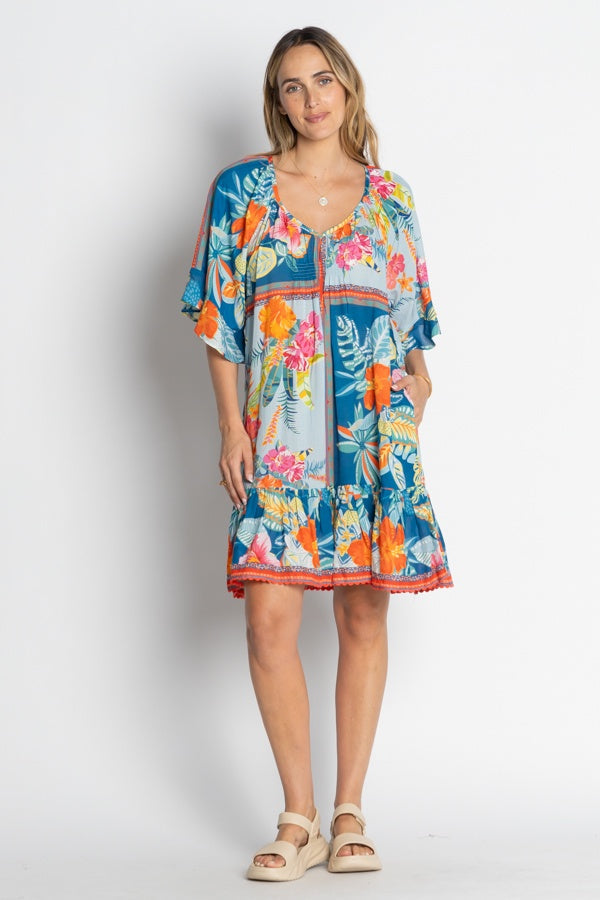 Lula Life Serilda Shirred Dress Ocean