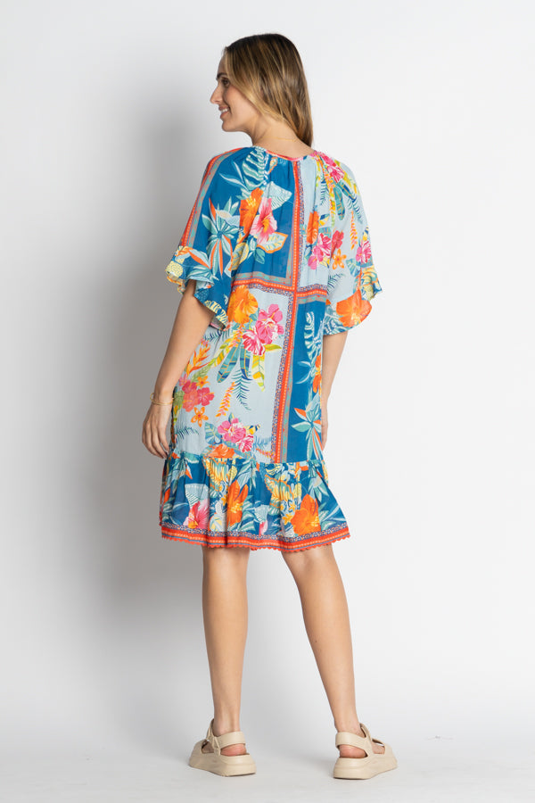 Lula Life Serilda Shirred Dress Ocean