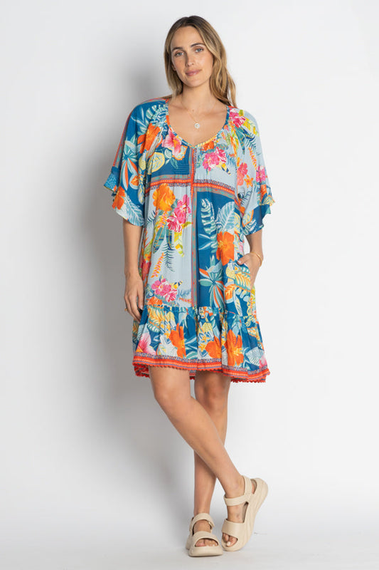 Lula Life Serilda Shirred Dress Ocean