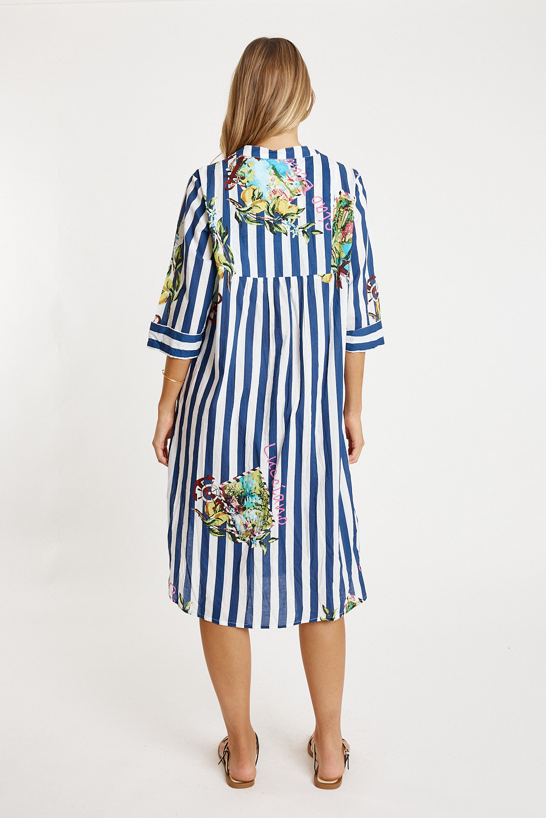 LulaLife Lucciano Kaftan Navy Stripe