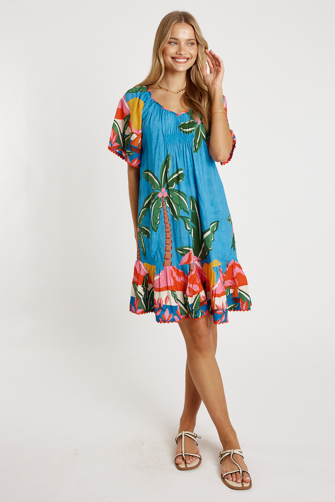 LulaLife Pacifica Shirred Dress Print