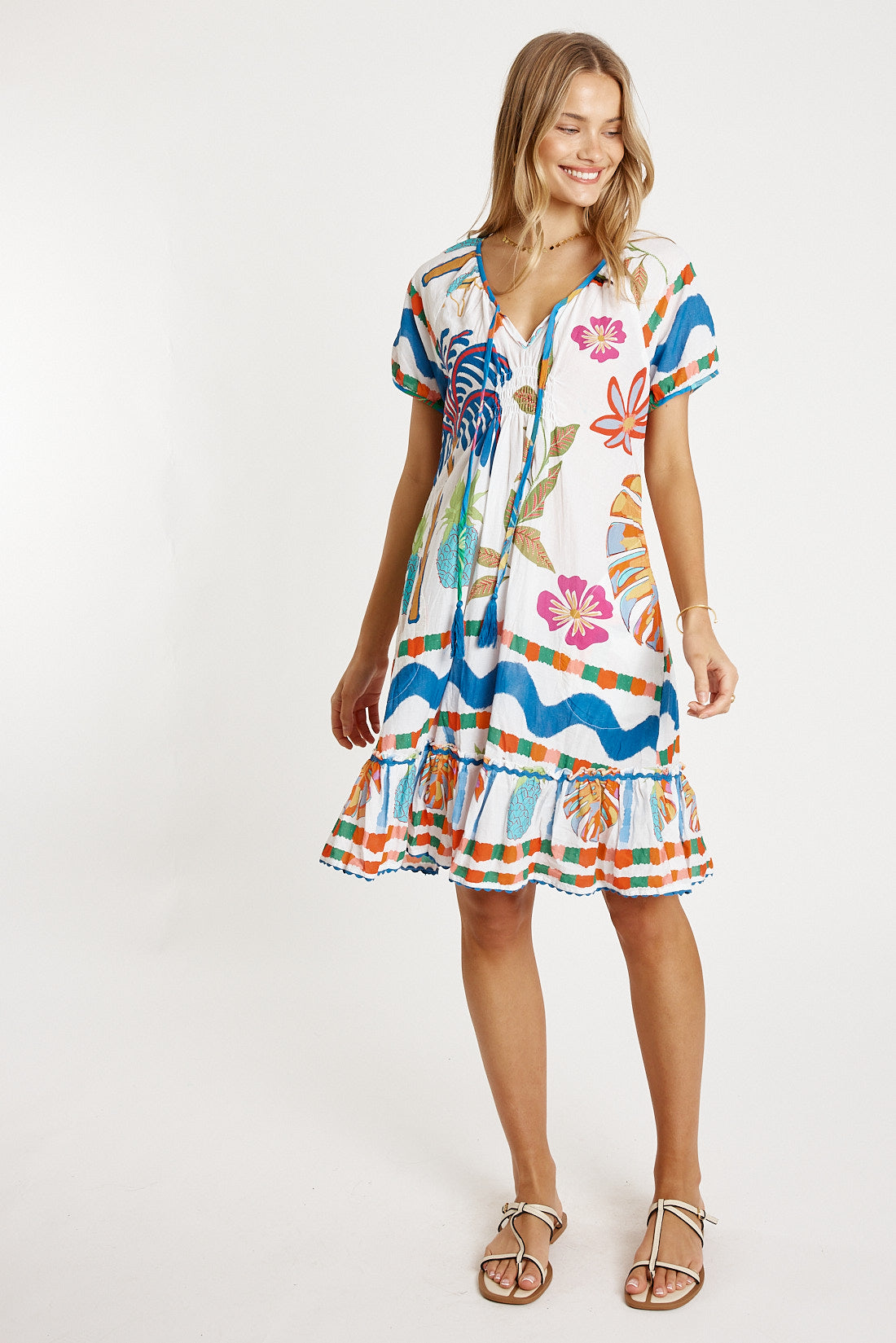 LulaLife Tasmin Shirred Dress White