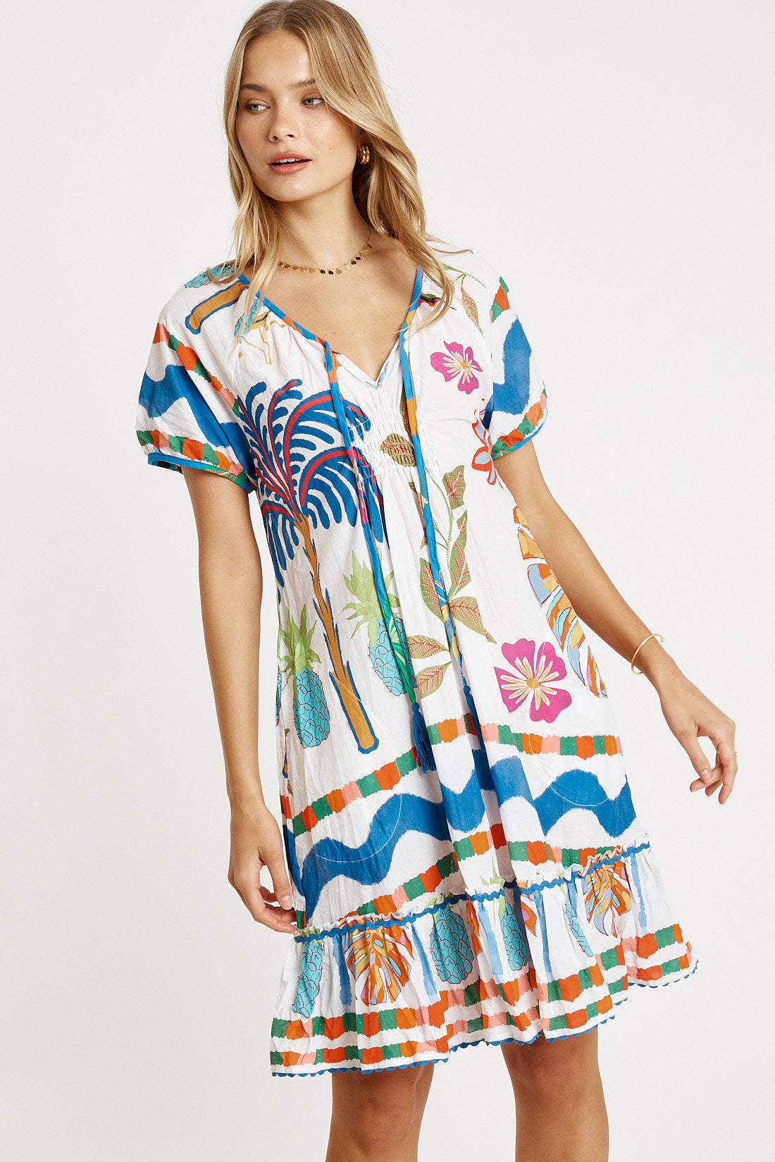 LulaLife Tasmin Shirred Dress White