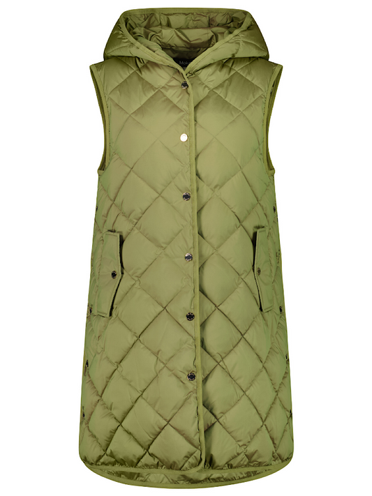 Mae Quilted Long Vest - Avocado