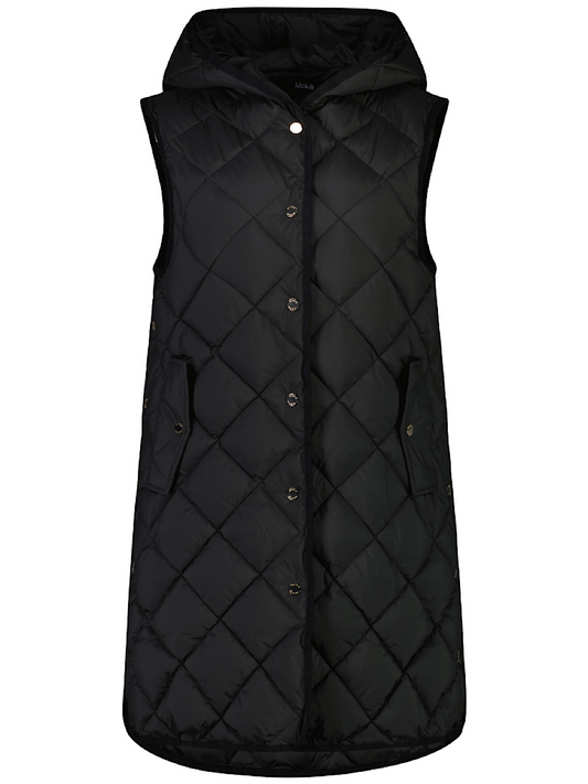 Mae Quilted Long Vest - Black