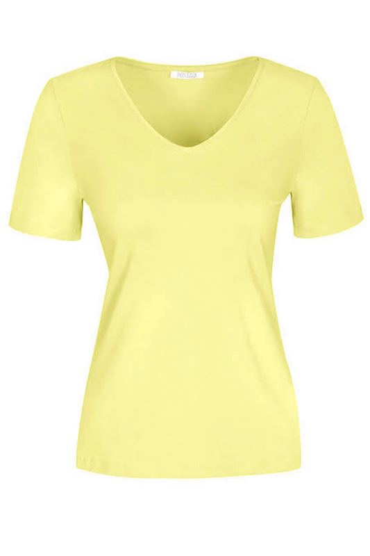 Dolcezza V Neck Short Sleeve Cotton Top 22501 Yellow