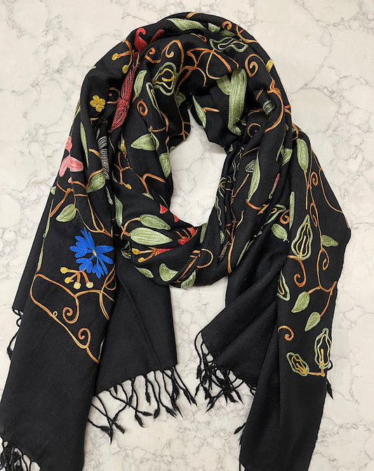 FLORA-BLACK WITH MULTI EMBROIDERY